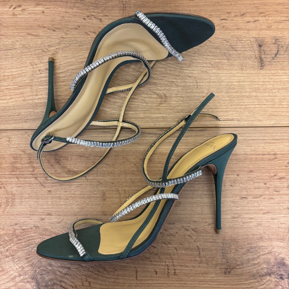 ALEXANDRE BIRMAN Sally Zircone Sandal Heel Emerald Green Women Size 39.5 Formal - Picture 9 of 14